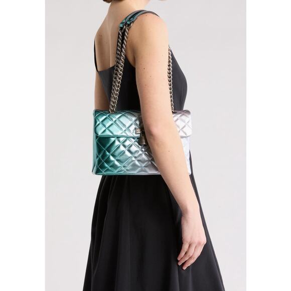 🩵Kurt Geiger Ombre Large Kensington Flap Shoulder Bag - Picture 2 of 7